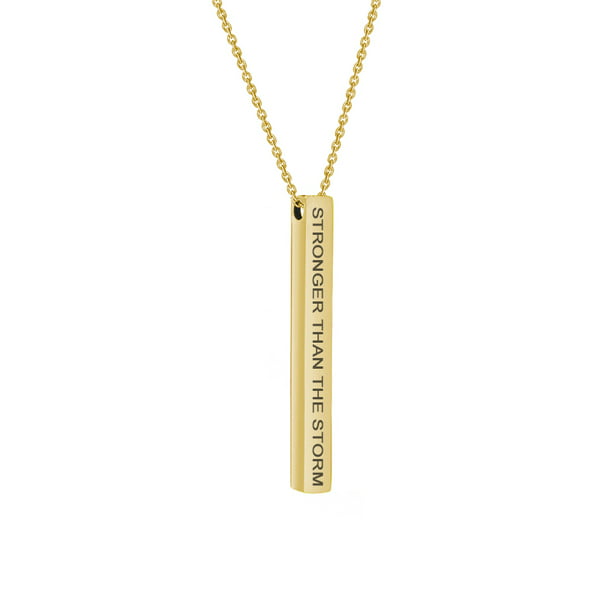 Gold Think Speak Give Pink Box Triple Vertical Bar Inspirational Necklace 